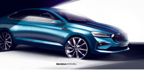 2022年斯柯达斯拉维亚小型轿车在本月首次亮相前展示其设计
