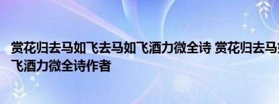 赏花归去马如飞去马如飞酒力微全诗 赏花归去马如飞去马如飞酒力微全诗作者  