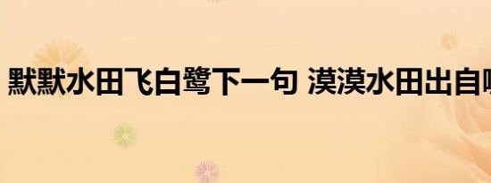 默默水田飞白鹭下一句 漠漠水田出自哪首诗 