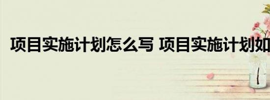 项目实施计划怎么写 项目实施计划如何写  