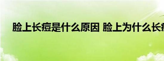 脸上长痘是什么原因 脸上为什么长痘痘 