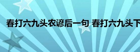 春打六九头农谚后一句 春打六九头下一句 