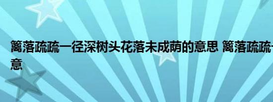 篱落疏疏一径深树头花落未成荫的意思 篱落疏疏一径深的诗意 