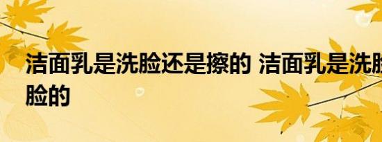 洁面乳是洗脸还是擦的 洁面乳是洗脸还是擦脸的 