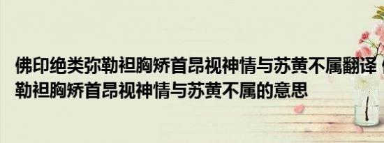 佛印绝类弥勒袒胸矫首昂视神情与苏黄不属翻译 佛印绝类弥勒袒胸矫首昂视神情与苏黄不属的意思 