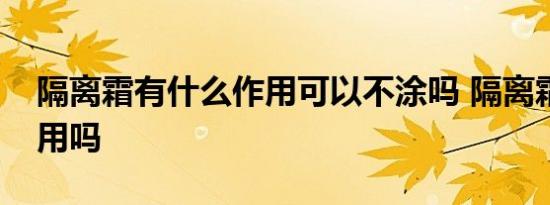 隔离霜有什么作用可以不涂吗 隔离霜可以不用吗 