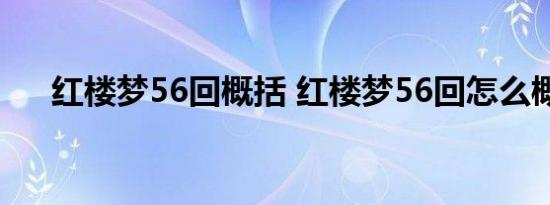 红楼梦56回概括 红楼梦56回怎么概括 