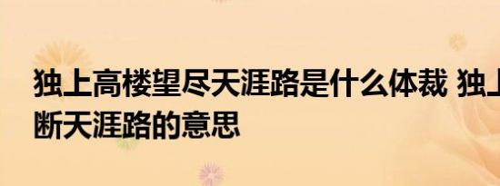 独上高楼望尽天涯路是什么体裁 独上高楼望断天涯路的意思 