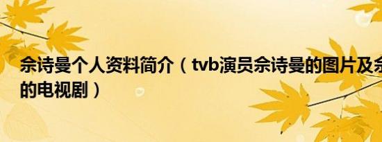 佘诗曼个人资料简介（tvb演员佘诗曼的图片及佘诗曼演过的电视剧）