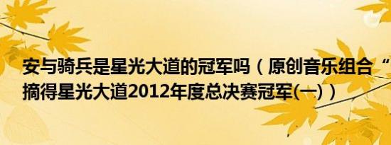 安与骑兵是星光大道的冠军吗（原创音乐组合“安与骑兵”摘得星光大道2012年度总决赛冠军(一)）