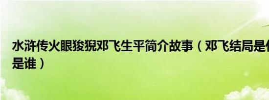 水浒传火眼狻猊邓飞生平简介故事（邓飞结局是什么及邓飞是谁）