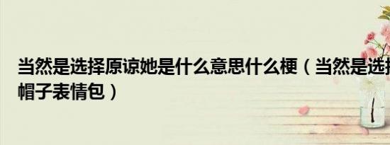 当然是选择原谅她是什么意思什么梗（当然是选择原谅她绿帽子表情包）