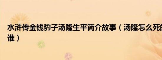 水浒传金钱豹子汤隆生平简介故事（汤隆怎么死的及汤隆是谁）