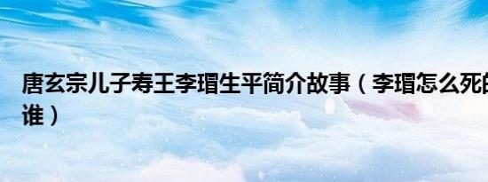 唐玄宗儿子寿王李瑁生平简介故事（李瑁怎么死的及李瑁是谁）