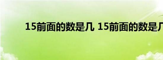 15前面的数是几 15前面的数是几 