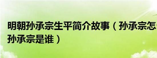 明朝孙承宗生平简介故事（孙承宗怎么死的及孙承宗是谁）