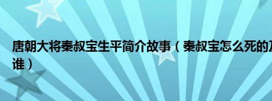 唐朝大将秦叔宝生平简介故事（秦叔宝怎么死的及秦叔宝是谁）