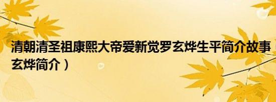 清朝清圣祖康熙大帝爱新觉罗玄烨生平简介故事（爱新觉罗.玄烨简介）