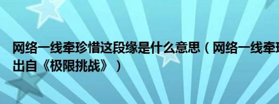 网络一线牵珍惜这段缘是什么意思（网络一线牵珍惜这段缘出自《极限挑战》）