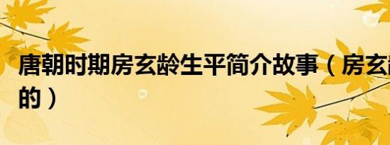 唐朝时期房玄龄生平简介故事（房玄龄怎么死的）