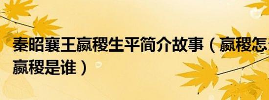 秦昭襄王嬴稷生平简介故事（嬴稷怎么死的及嬴稷是谁）