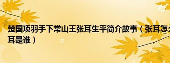 楚国项羽手下常山王张耳生平简介故事（张耳怎么死的及张耳是谁）