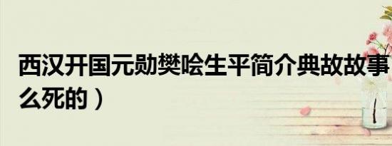 西汉开国元勋樊哙生平简介典故故事（樊哙怎么死的）