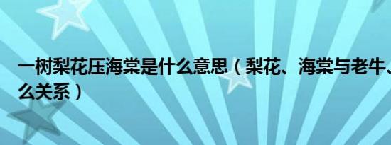 一树梨花压海棠是什么意思（梨花、海棠与老牛、嫩草有什么关系）