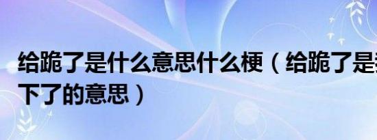 给跪了是什么意思什么梗（给跪了是我给你跪下了的意思）