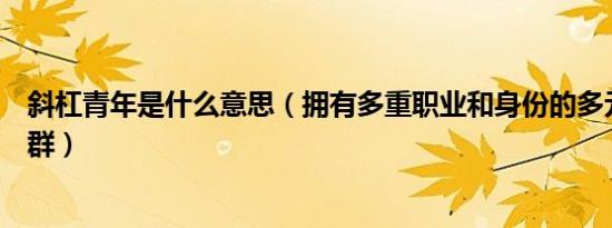 斜杠青年是什么意思（拥有多重职业和身份的多元生活的人群）