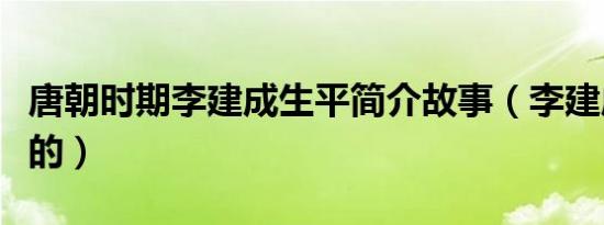 唐朝时期李建成生平简介故事（李建成怎么死的）