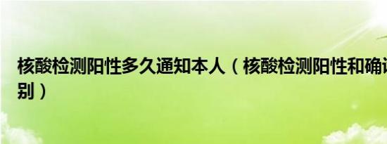 核酸检测阳性多久通知本人（核酸检测阳性和确诊有什么区别）