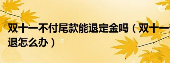 双十一不付尾款能退定金吗（双十一定金不能退怎么办）