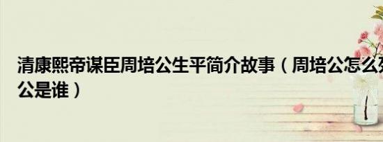 清康熙帝谋臣周培公生平简介故事（周培公怎么死的及周培公是谁）