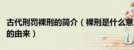 古代刑罚裸刑的简介（裸刑是什么意思及裸刑的由来）