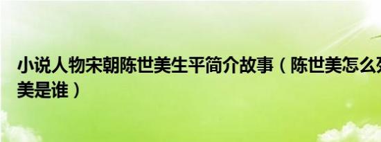 小说人物宋朝陈世美生平简介故事（陈世美怎么死的及陈世美是谁）