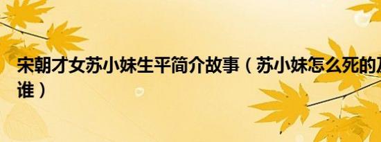 宋朝才女苏小妹生平简介故事（苏小妹怎么死的及苏小妹是谁）