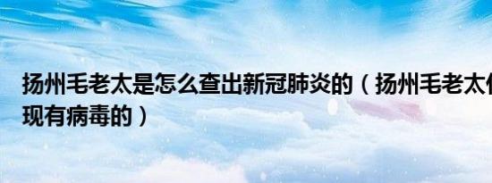 扬州毛老太是怎么查出新冠肺炎的（扬州毛老太什么时候发现有病毒的）