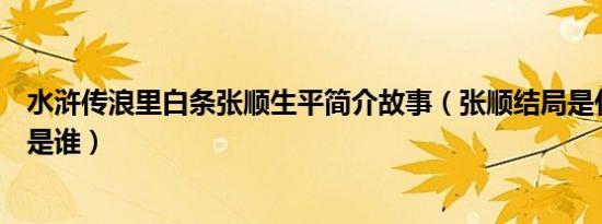 水浒传浪里白条张顺生平简介故事（张顺结局是什么及张顺是谁）