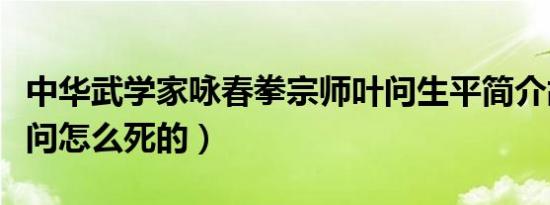 中华武学家咏春拳宗师叶问生平简介故事（叶问怎么死的）