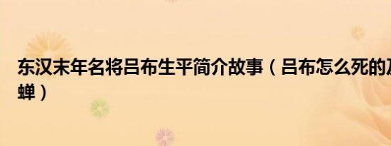 东汉末年名将吕布生平简介故事（吕布怎么死的及吕布与貂蝉）