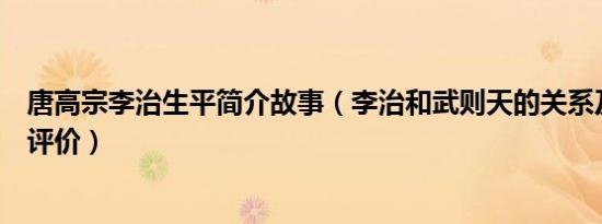 唐高宗李治生平简介故事（李治和武则天的关系及李治历史评价）