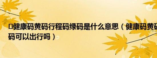 ​健康码黄码行程码绿码是什么意思（健康码黄码行程码绿码可以出行吗）