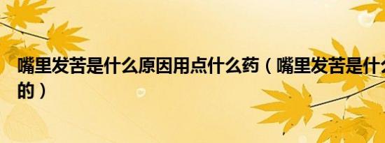 嘴里发苦是什么原因用点什么药（嘴里发苦是什么原因造成的）