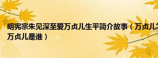 明宪宗朱见深至爱万贞儿生平简介故事（万贞儿怎么死的及万贞儿是谁）