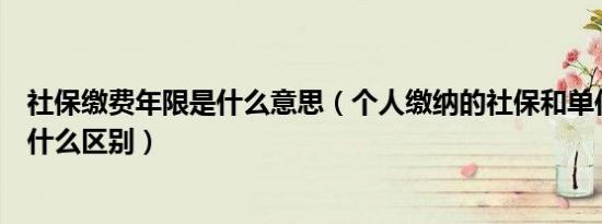 社保缴费年限是什么意思（个人缴纳的社保和单位缴纳的有什么区别）