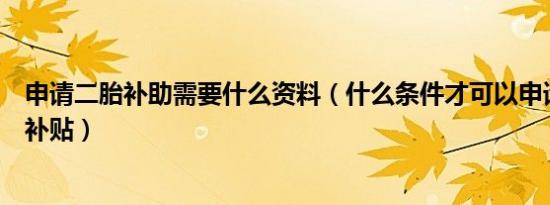 申请二胎补助需要什么资料（什么条件才可以申请二胎生育补贴）