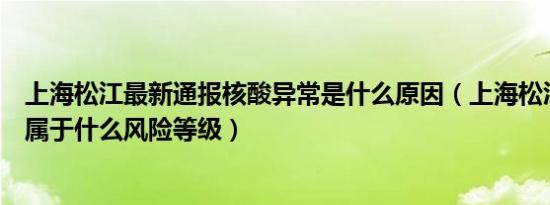 上海松江最新通报核酸异常是什么原因（上海松江疫情现在属于什么风险等级）