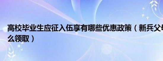 高校毕业生应征入伍享有哪些优惠政策（新兵父母优待金怎么领取）