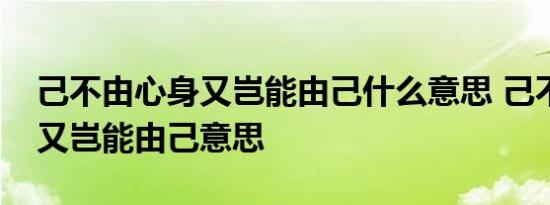 己不由心身又岂能由己什么意思 己不由心身又岂能由己意思 